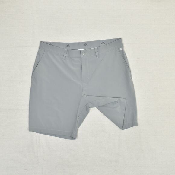 Adidas Men's Bermuda Chino Short Polyester Gray Size 38 Golf Zip Solid Pockets - Picture 2 of 8